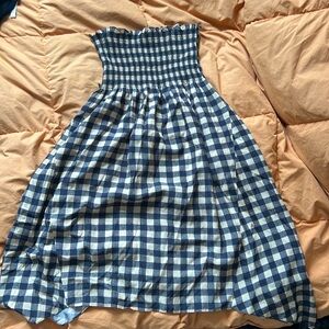 & other stories strapless checkered dress, size small (us 2)